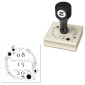 Boho Bloemen Roos Foto Cirkel Roze Save The Date Rubberstempel (Gestempeld)