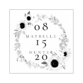 Boho Bloemen Roos Foto Cirkel Roze Save The Date Rubberstempel (Afrduk)