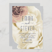 Boho Bloemen Roze & Blauw Huwelijksuitnodiging Kaart (Voorkant / Achterkant)