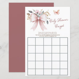 Boho Bloemen Roze Bow Meisje Baby shower Bingo