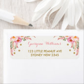 Boho Bloemen Roze Goud Baby shower Adreslabel Etiket (Insitu)
