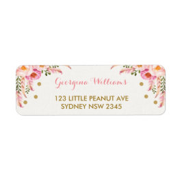 Boho Bloemen Roze Goud Baby shower Adreslabel Etiket