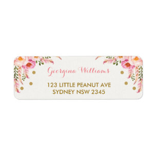 Boho Bloemen Roze Goud Baby shower Adreslabel Etiket