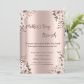 Boho Bloemen Roze Goud Moederdag Brunch Kaart (Staand voorkant)