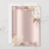 Boho Bloemen Roze Gouden Confetti Bruiloftsfeest Kaart (Achterkant)