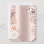 Boho Bloemen Roze Gouden Uitnodiging 75e Verjaarda (Achterkant)