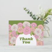 Boho Bloemen - Roze, Groen, Koraal Bedankkaart (Staand voorkant)