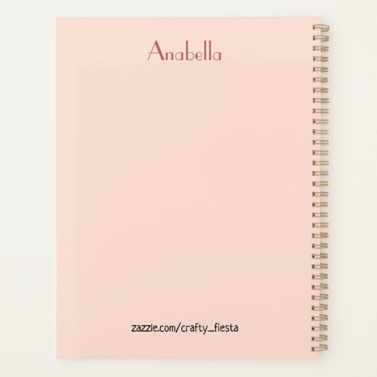 Boho Bloemen Roze Herfst gepersonaliseerd Planner (Achterkant)