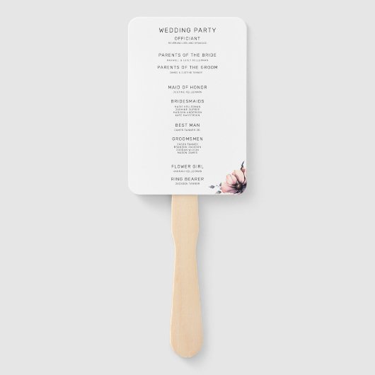 Boho Bloemen Roze Huwelijksceremonie Programma Handwaaier (Achterkant)