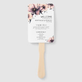 Boho Bloemen Roze Huwelijksceremonie Programma Handwaaier (Voorkant)