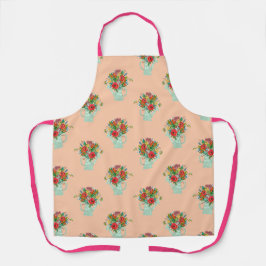 Boho Bloemen roze patroon Schort