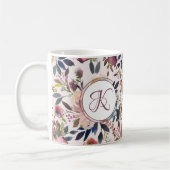 Boho Bloemen Roze Salie Groen Monogramed Koffiemok (Links)