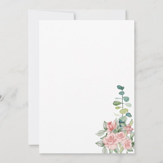 Boho Bloemen Roze Stoffig Roos Bruiloft Kaart (Achterkant)