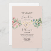 Boho Bloemen Roze Stoffig Roos Bruiloft Kaart (Voorkant / Achterkant)