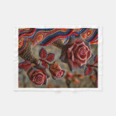 Boho Bloemen Rozen Dekbed Fleece Deken (Voorkant (Horizontaal))