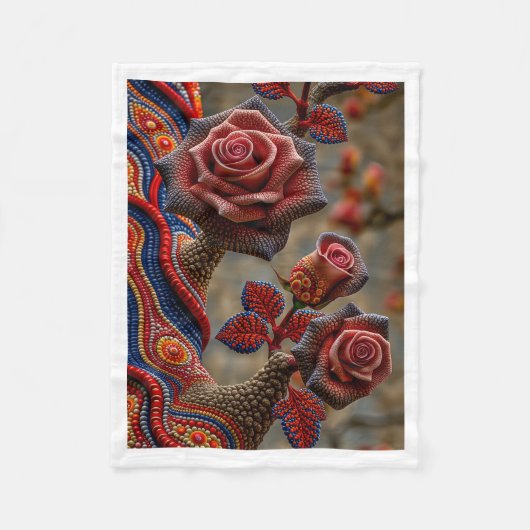 Boho Bloemen Rozen Dekbed Fleece Deken (Voorkant)