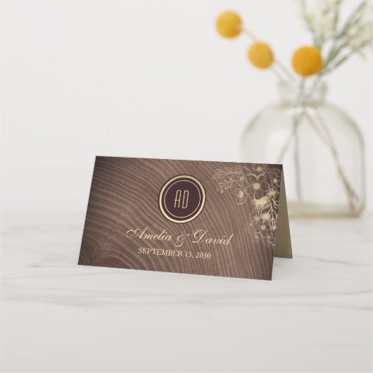 Boho Bloemen Rustiek Hout Bruiloft Plaats Kaart Plaatskaartje (Achterkant)