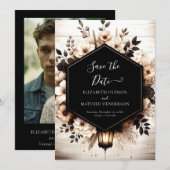 Boho bloemen rustieke bruiloft save the date (Voorkant / Achterkant)