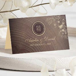 Boho Bloemen Rustische Houten Huwelijks Plaatskaar Plaatskaartje