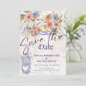 Boho Bloemen SAVE THE DATE Kaart (Staand voorkant)