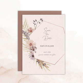 Boho Bloemen Save the Date Kaart
