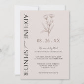 Boho Bloemen Schets Moderne Foto Bruiloft Kaart (Voorkant)