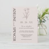 Boho Bloemen Schets Moderne Foto Bruiloft Kaart (Staand voorkant)