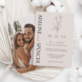 Boho Bloemen Schets Moderne Foto Bruiloft Kaart