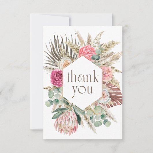 Boho Bloemen Shower Bedankkaart (Voorkant)