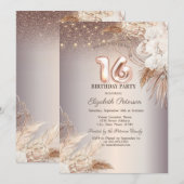 Boho Bloemen, Slingerlichten Glitter 16e Kaart (Voorkant / Achterkant)