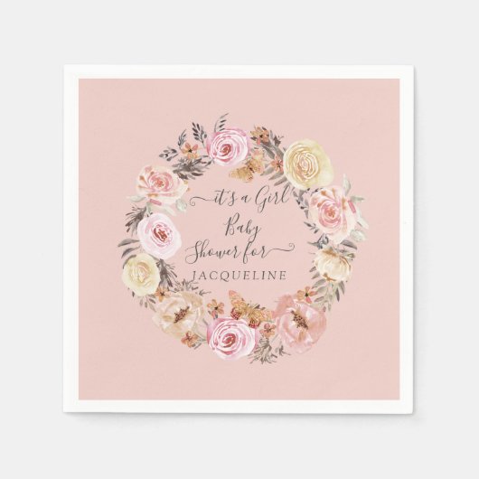 Boho Bloemen Stoffig Roze Moderne Baby Meisje Douc Servet (Voorkant)