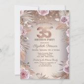 Boho Bloemen, String Lights Bokeh 35e verjaardag Kaart (Voorkant)