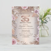 Boho Bloemen, String Lights Bokeh 35e verjaardag Kaart (Staand voorkant)