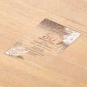 Boho Bloemen, String Lights Glitter 50ste verjaard Acryl Uitnodigingen (Laagn)