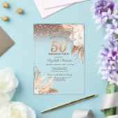 Boho Bloemen, String Lights Glitter 50ste verjaard Acryl Uitnodigingen (Insitu (Huwelijk))