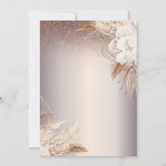 Boho Bloemen, String Lights Glitter 80ste Verjaard Kaart (Achterkant)