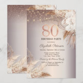 Boho Bloemen, String Lights Glitter 80ste Verjaard Kaart (Voorkant / Achterkant)