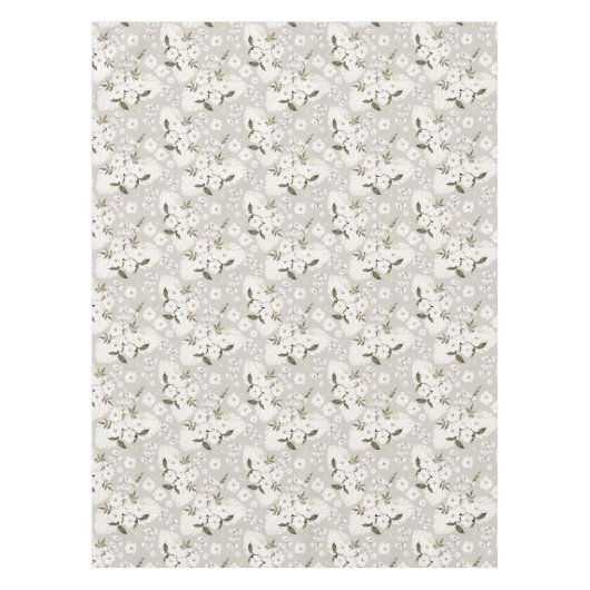 Boho Bloemen Tafelkleed Neutraal Witte Bloesems (Voorkant)