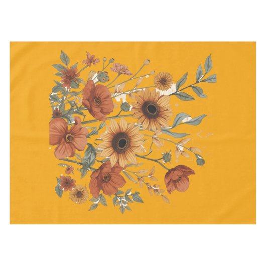 Boho Bloemen Tafelkleed – Warme Aardse Tonen (Voorkant (Horizontaal))