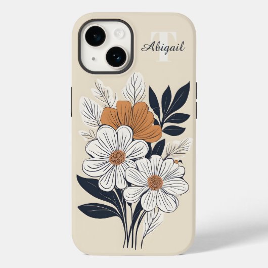 Boho Bloemen Tekening Case-Mate iPhone Case (Achterkant)