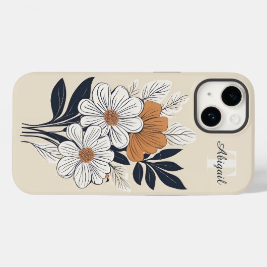 Boho Bloemen Tekening Case-Mate iPhone Case (Achterkant (horizontaal))