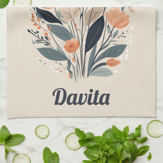 Boho Bloemen Tekening Theedoek (Gevouwen)