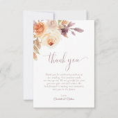 Boho Bloemen Terracotta Bruiloft Dank u kaart (Voorkant)