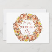 Boho Bloemen Terracotta Krans Gelukkige Bruiloft D Kaart (Voorkant)