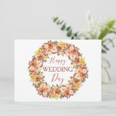 Boho Bloemen Terracotta Krans Gelukkige Bruiloft D Kaart (Staand voorkant)