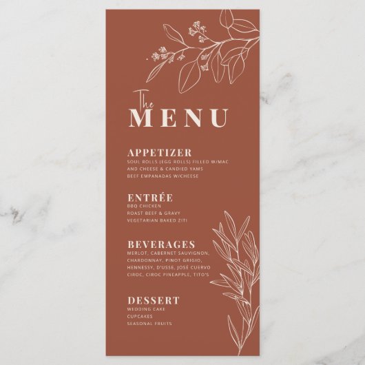 Boho Bloemen Terracotta Menu (Voorkant)