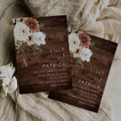 Boho Bloemen Terracotta Rustiek Hout Bruiloft Kaart