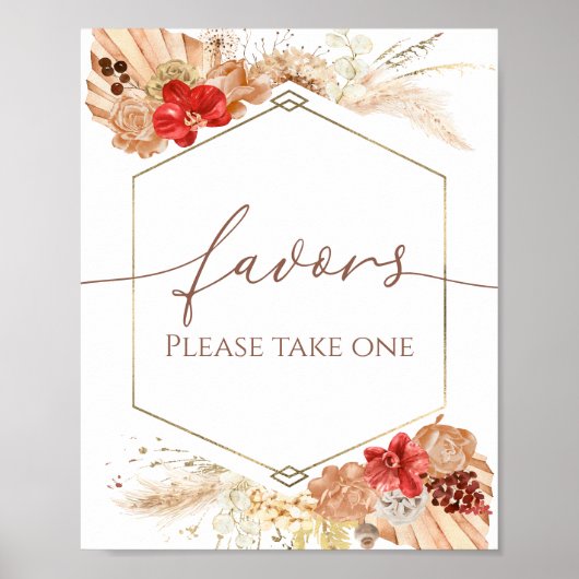 Boho Bloemen Terracotta Vrijgezellenfeest Favoriet Poster (Voorkant)