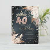 Boho Bloemen Tiara Diamanten Groen 40ste Kaart (Staand voorkant)