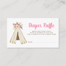Boho Bloemen Tribal Teepee Luier Raffle Ticket